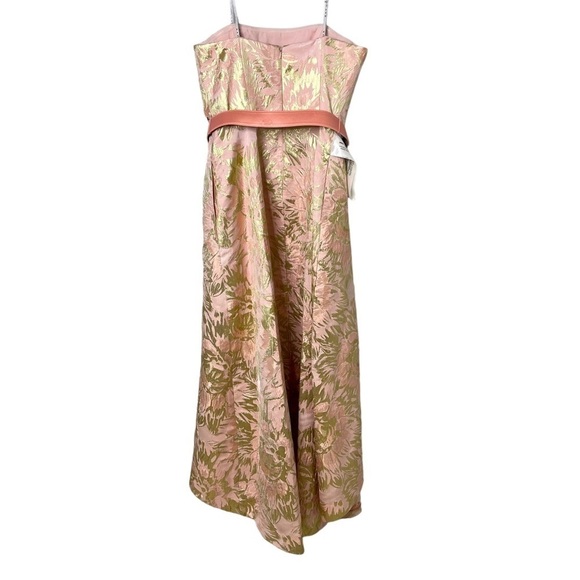 Kay Unger Bella High Low Hem Gown  Size 10 Blush Gold Strapless Belted Pockets - Picture 4 of 10